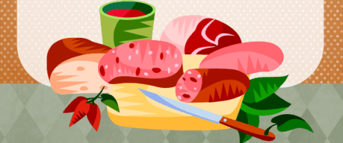 Pølsebord og vinsmagning